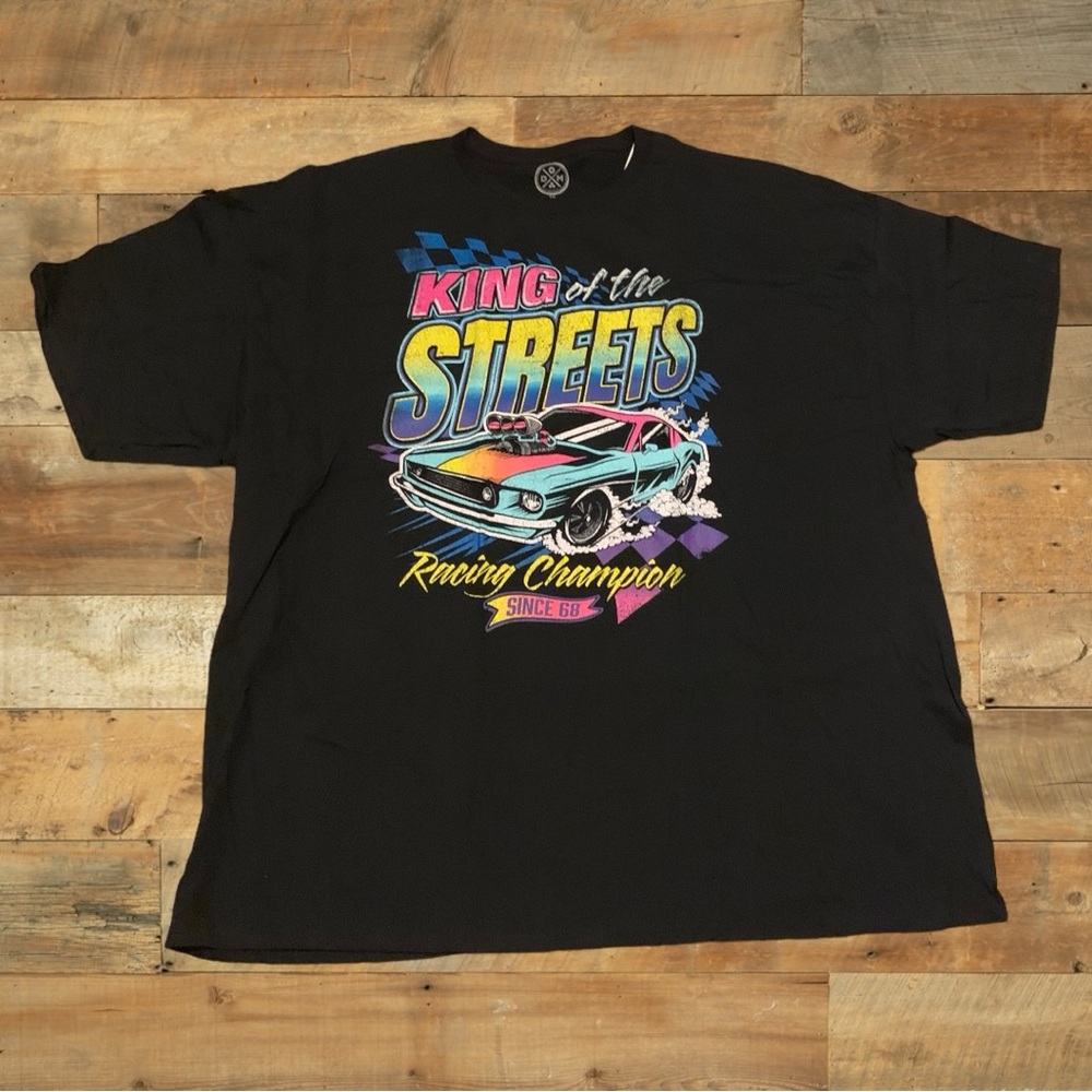 King of The Streets Neon Racing Champ 69 Shirt NASCAR Racing Retro Vintage Style